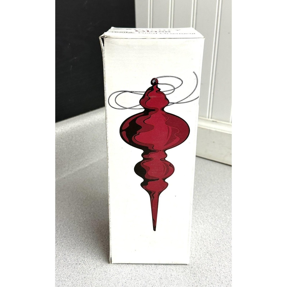 DEPARTMENT 56 Mercury Glass Double Finial Ornament FUCHSIA Dark PINK 10¼" w/ Box